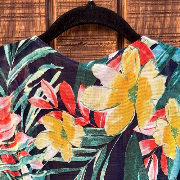 NWTS Ava & Grace Hawaiian Print Sheer Mesh Long Dress Bathing Suit Cover Up - Picture 10 of 10